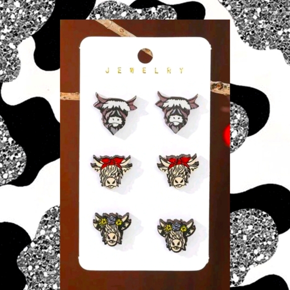 Jewelry - New adorable highland cow earrings set